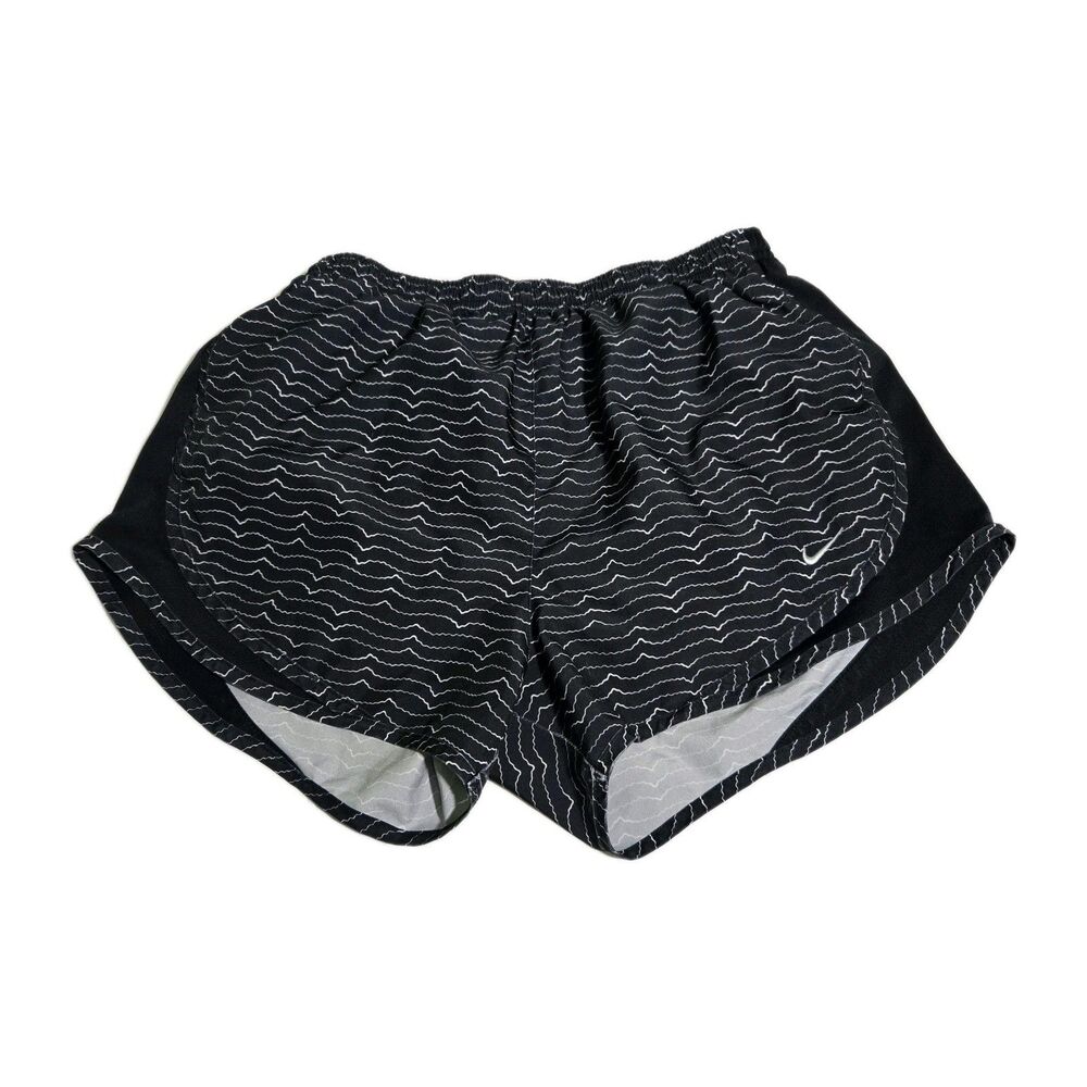 Nike Dri-FIT Tempo Women's Running Shorts Size M Black White Wavy Print 3" Insea